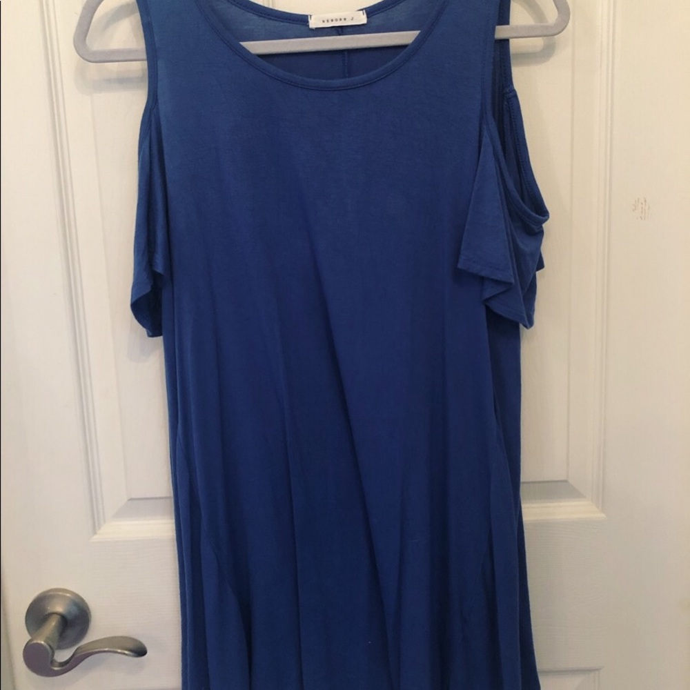 blue cold shoulder top